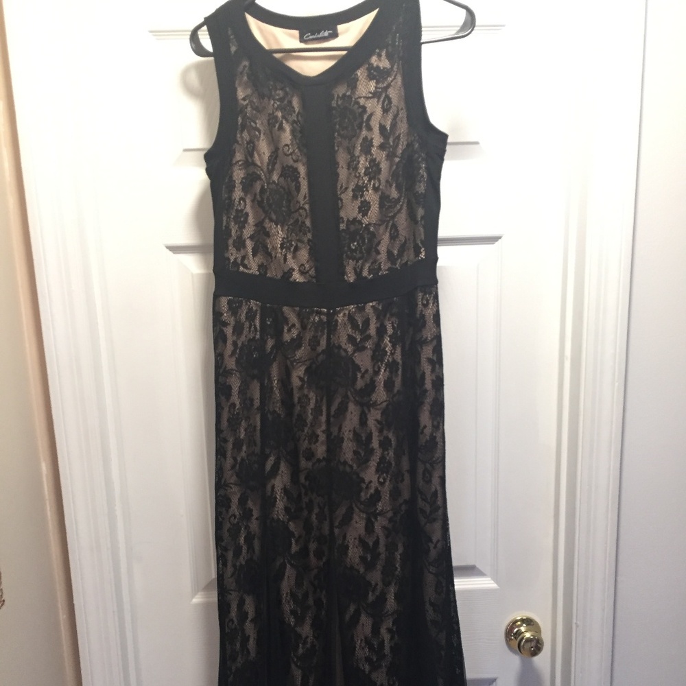 Black Lace overlay Evening Dress
